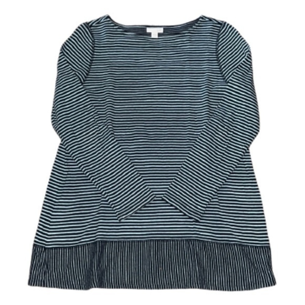 J Jill blue striped long sleeve tunic top size M